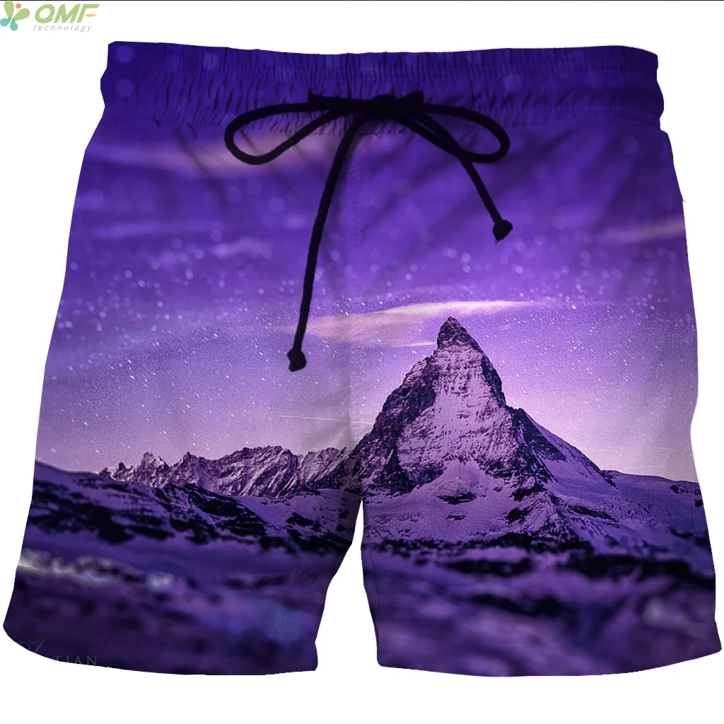 Purple Mount Everest 3d Print Board Shorts Thin Mesh Short Pants Mount Everest Beach Shorts