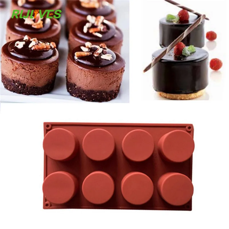 

8 Holes Round Silicone Cake Mold 3D Handmade Cupcake Jelly Cookie Mini Muffin Soap Maker DIY Baking Tools