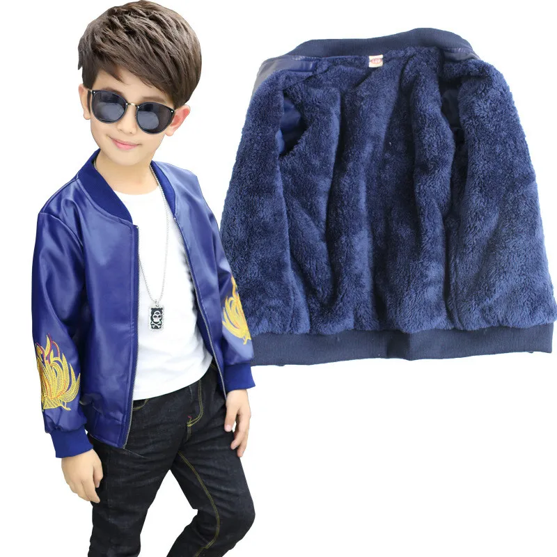 Bibicola зима куртки для мальчиков Весенняя детская одежда из вельвета с рисунком верхняя одежда pu кожаная куртка детская спортивная одежда детская одежда - Цвет: blue coat