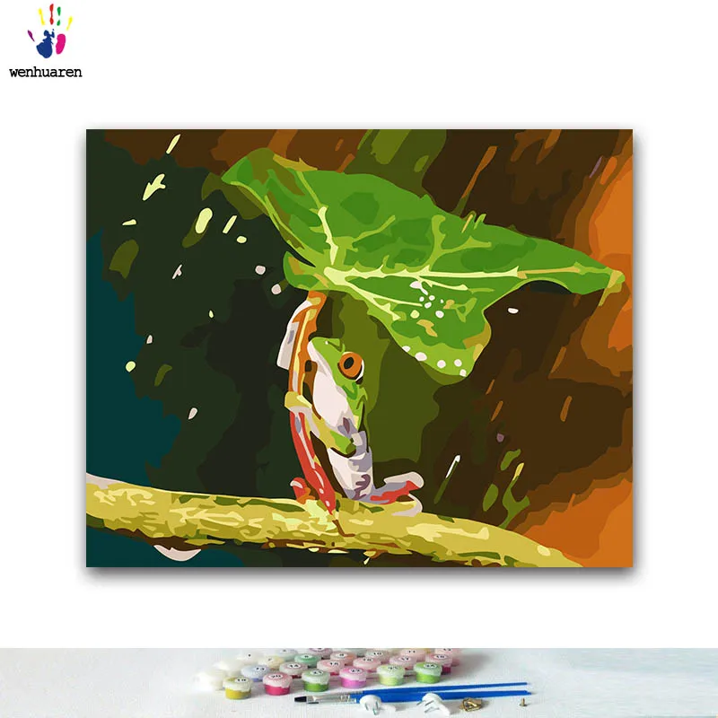 

DIY Coloring paint by numbers frog paintings by numbers with kits 40x50 framed