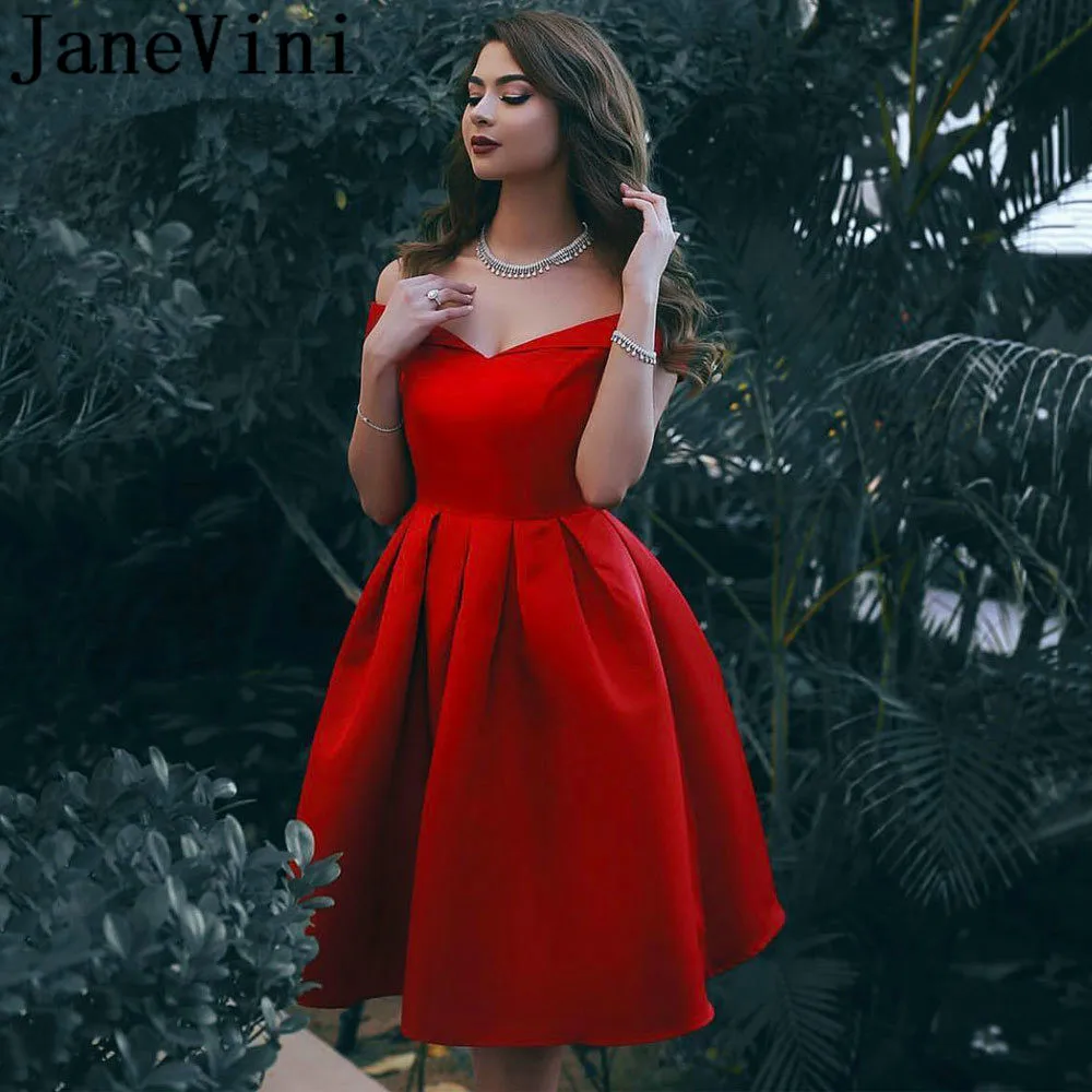 Romantic-Red-Wedding-Dress-2019-Sweetheart-Off-Shoulder-Satin-Short-Wedding-Dresses-A-Line-Formal-Vestido (2)