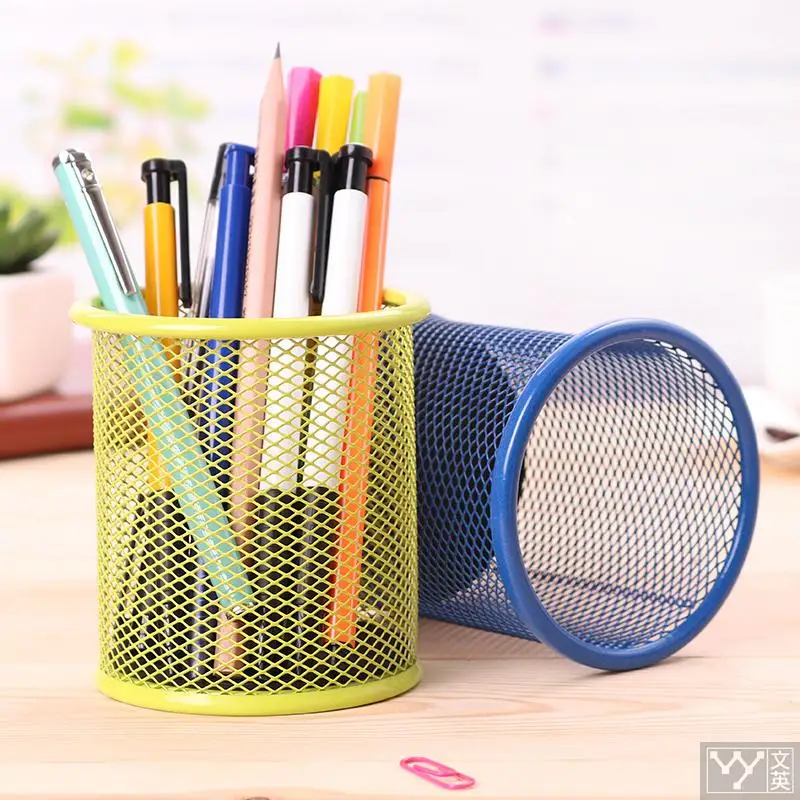 Deli 9153 Colorful Circular Metal Anilox Pen Holder Iron Office Free
