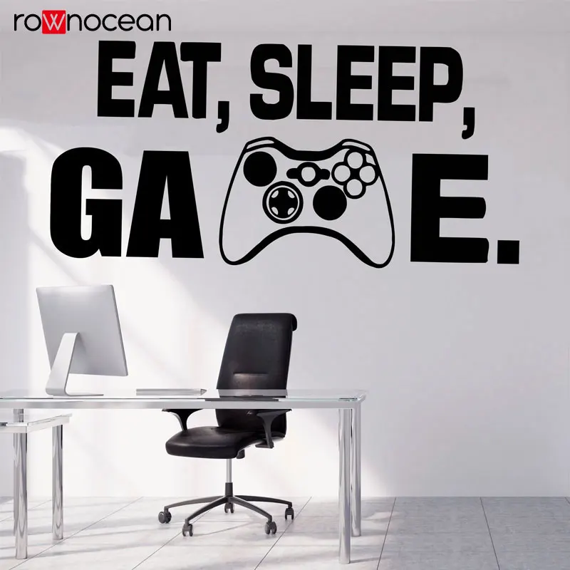 Игровой Настенный декор Playstation Controller настенная наклейка Eat Sleep Game Decor Виниловая