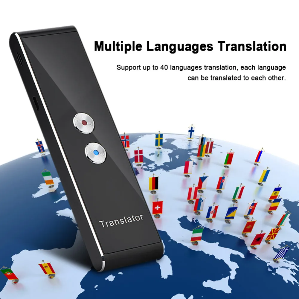 

T8 Portable Mini Multi-Language Smart Translator 40 Languages APP Translator Bluetooth Wireless Two-Way Real Time Instant Voice