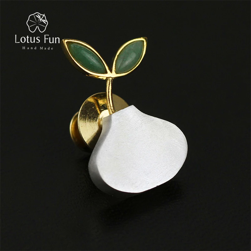 

Lotus Fun Real 925 Sterling Silver Natural Stone Designer Handmade Fine Jewelry Cute Spring in the Air Women Brooches Broche Pin