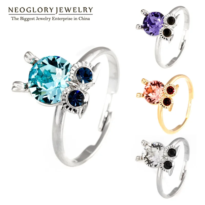 Neoglory, австрийские стразы, Сова, Красочные Регулируемые кольца на палец для женщин, животный дизайн, модное ювелирное изделие, подарок, бренд 2020NEW