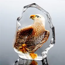 3.5inch Glass Crystal Eagle Figurines Paperweight Crafts Collection Table Ornaments Souvenir Collection Home Wedding Decoration