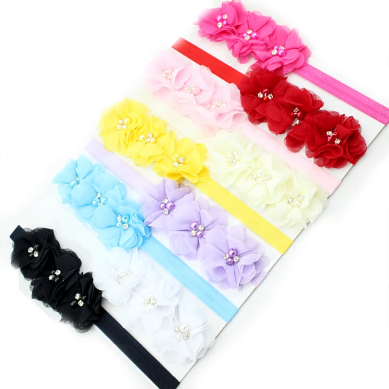 

New Ribbon Baby Hair Bands Newborn Sewing 3D Flower Three Flowers Hairband Girls Headwear Headband Kids Hair Accessories