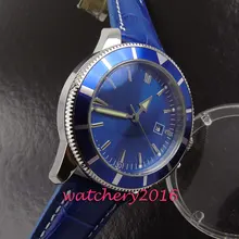 new 46mm bliger blue dial Auto Date 2017 Newest top brand Luxury Men watches Automatic movement Men’s Mechanical Wristwatches
