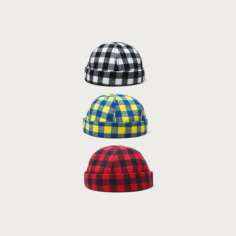 

Men women hats snapback streetwear gift casual summer harajuku cap bonnet hip hop cotton lattice Skullies Twill gorro Beanies