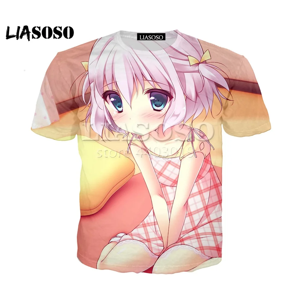 liasoso 2018 summer new 3d color printing cute anime loli women men