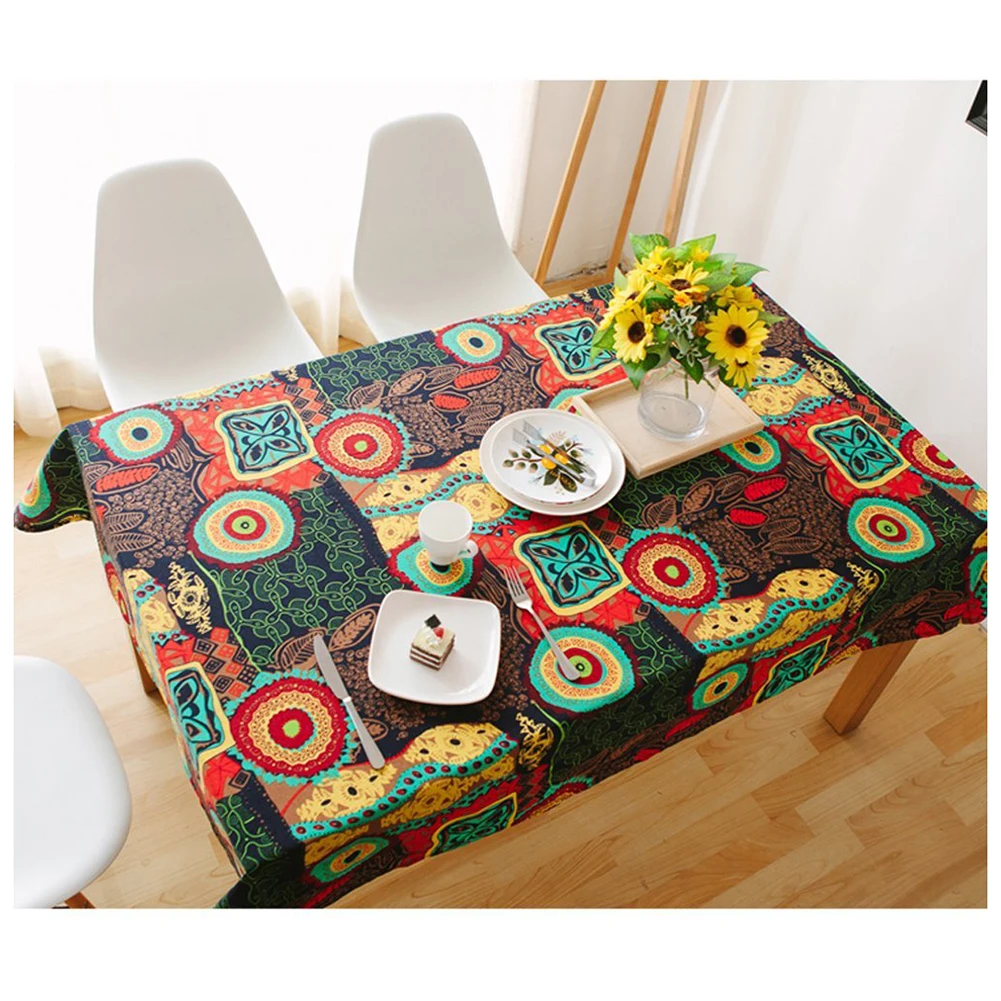 LHBL Washable Square Cotton Linen Tablecloth, Vintage Dinner Picnic Table Cloth Home Decoration
