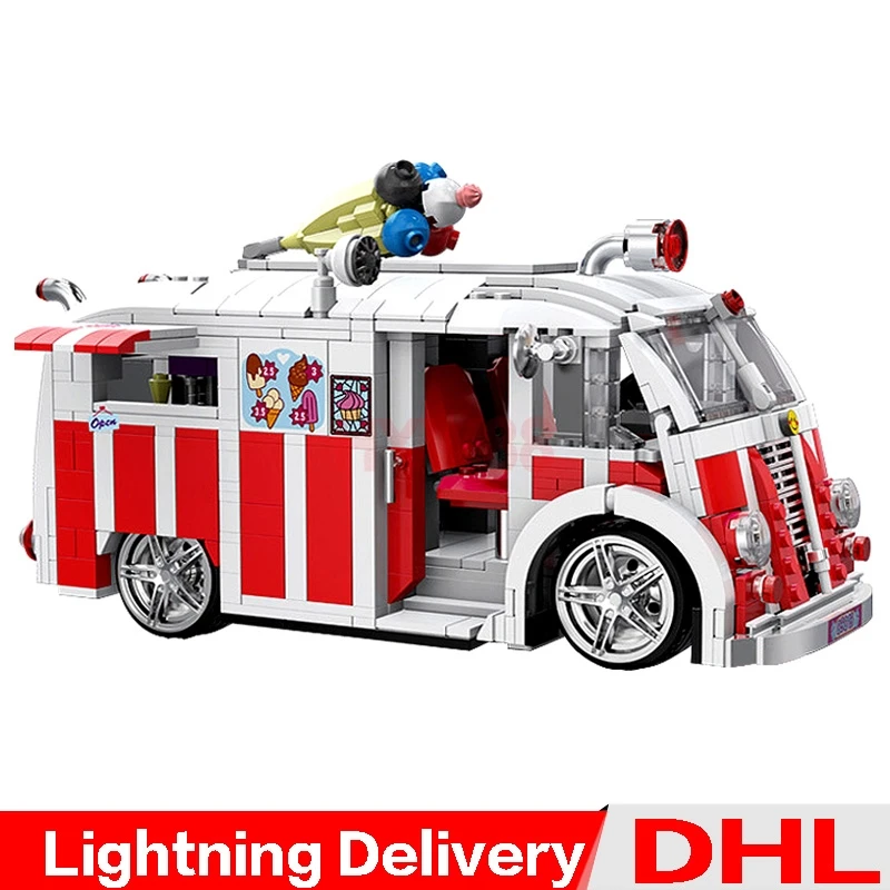 

Xingbao 08004 Genuine Ice Cream Car Set Building Blocks Bricks Children Educational lepinings Toys Model Gifts Clone LP