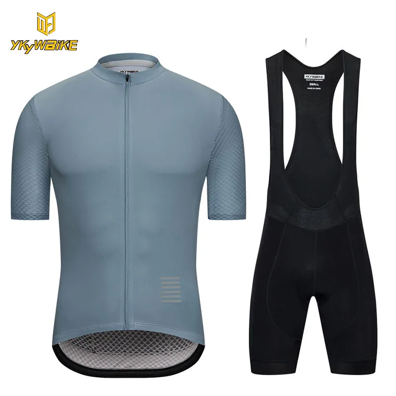 

YKYWBIKE Summer Men's Short Sleeve Cycling Jersey Bike Wearable Clothing Bib Uniform Jersey Bike Maillot BIB Shorts Set