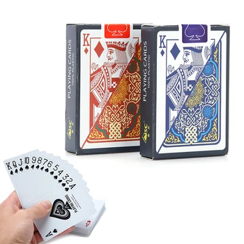 

Plastic PVC Baccarat Playing Cards Waterproof Poker Card Board Bridge Games Red Blue 9cm X 6cm X 2cm 55PCS