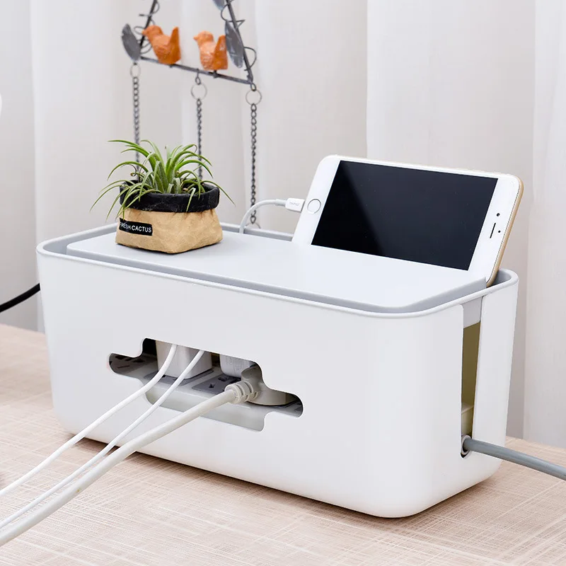 

2018 Hot Sale Storage Box Practical Durable Power Outlet Wire Container Line Arrangement Card Sorting Box Collector Home Decor