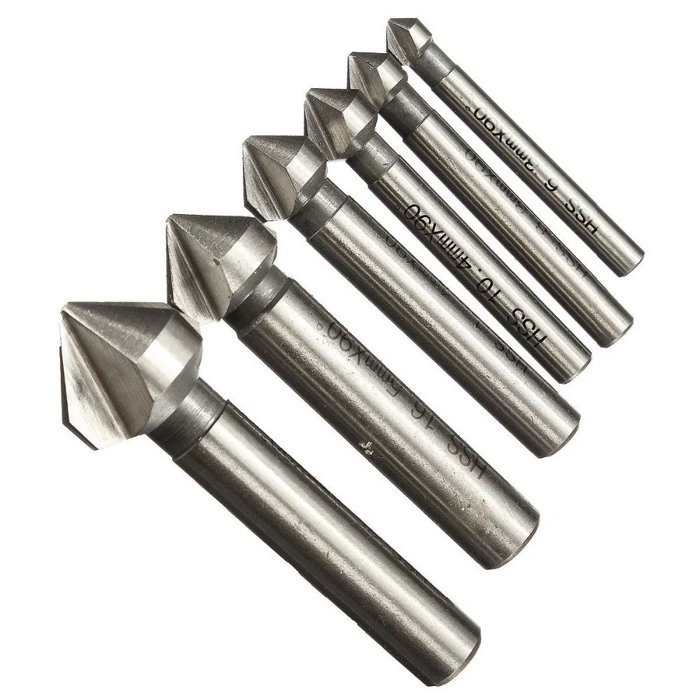 HSS 4241 90 ° three flute in titanium lined with metall Svasatore Drill Bit Set