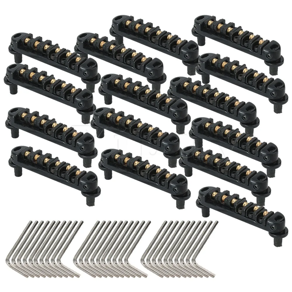

Yibuy 15 x Black Tune-O-Matic Roller Saddle Electric Guitar Bridge w/Posts & Spanner