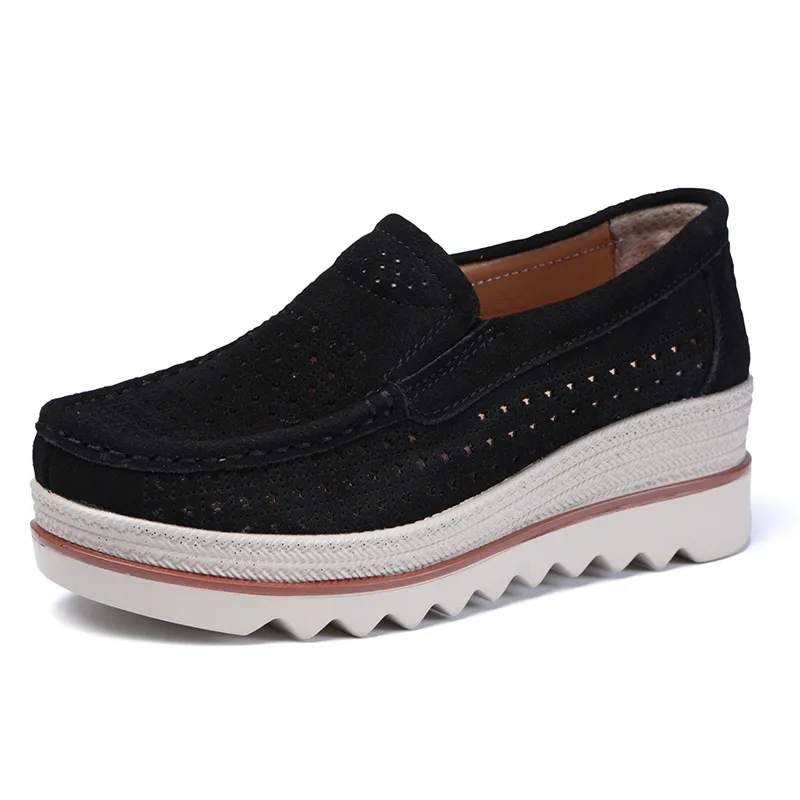 

New fashion Summer Women wedge Shoes Platform Sneakers Slip On autumn Leather Suede Ladies Loafers Moccasins Casual Shoes Women