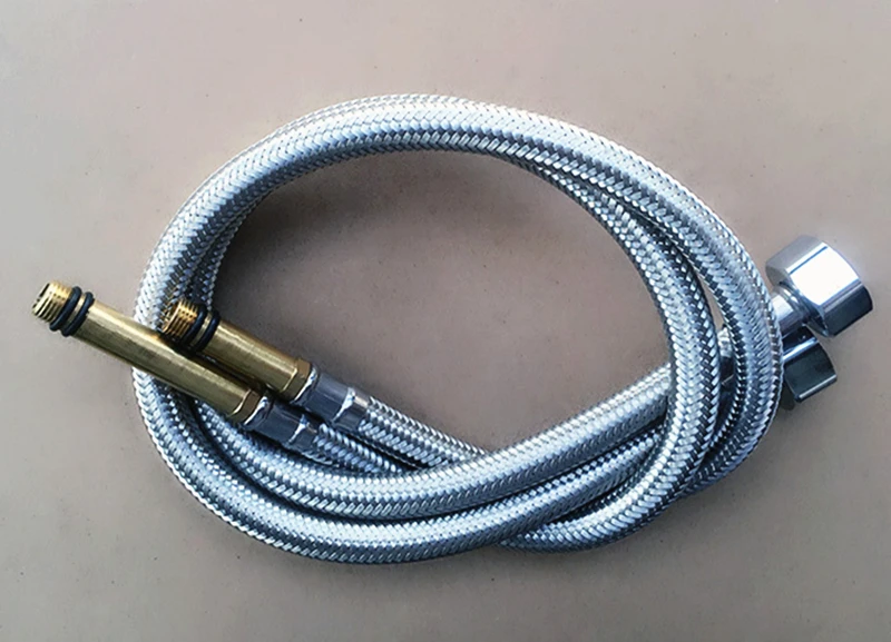 60cm Pair of Stainless Steel Sink Basin Cold Hot Mixer Hose Pipe Soft