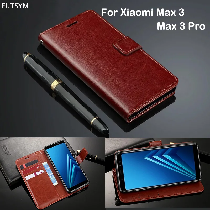 Чехол книжка для Xiao mi Max 3 Pro Кожаный флип чехол Оригинальная карта держатель