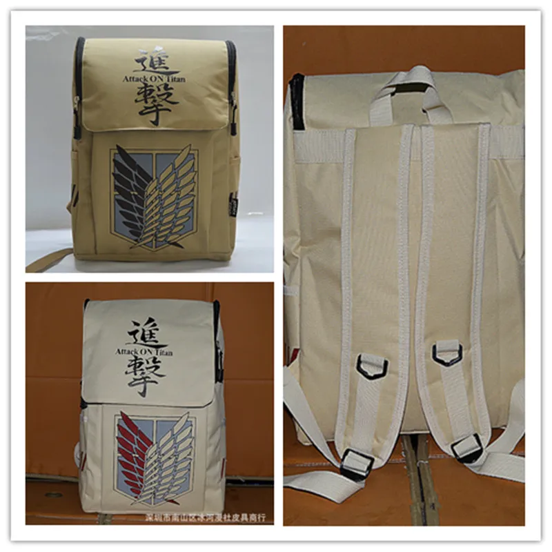

2 Color ATTACK ON TITAN Anime Action Figure Printed Canvas Shingeki No Kyojin Unisex Teenagers Sport Fashion Backpack Schoolbag