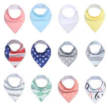EGMAOBABY/12 шт., унисекс, горячая Распродажа, детская бандана, Слюнявчики с регулируемыми кнопками, Слюнявчики для слюни и прорезывания зубов, хлопок, подарочный набор, полезный для ребенка
