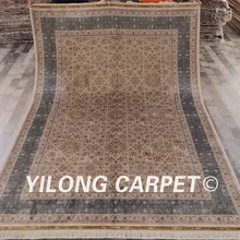 Yilong 6'x9' тукиш узлы тонкий персидский ковер бежевый шелковый, ручной работы Современные восточные ковры(ZQG011A6x9