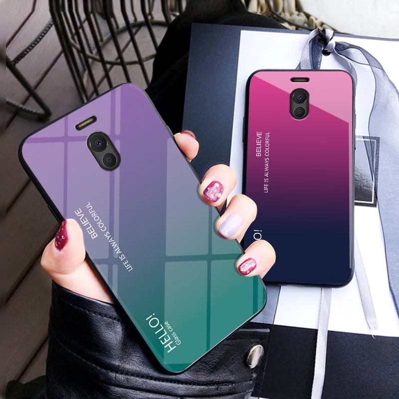 

Fo Meizu M6 Note Case Luxury Hard Tempered Glass Fashion Gradient Protective Back Cover case For Meizu m6 note full cover shell