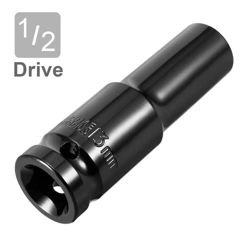 uxcell New Arrival 2pcs 13mm 17mm 19mm 1/2-inch Drive 6-Point Deep Impact Socket for DIY Hand-making Cr-V Steel