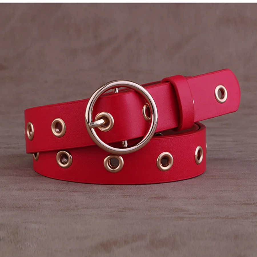 

High Density Alloy Buckle Punk Belts Women Faux Leather Smooth Metal Buckle Simple Belt Fashion Decorative Jean Dress Belt Lady