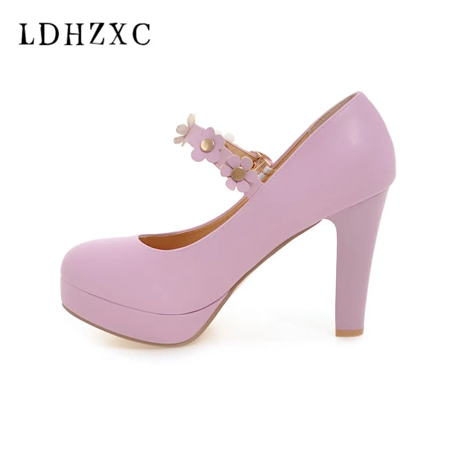 

LDHZXC 2019 new women high heels prom wedding shoes lady crystal platforms buckle strap bridal shoes thin heel party pump