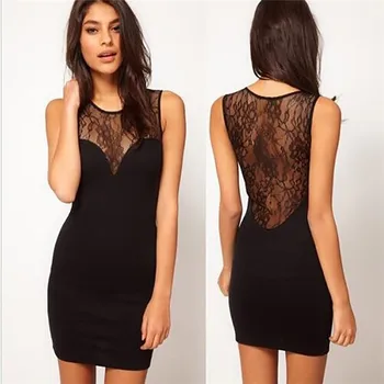 

Women Party Lace up Mini Dress Blackless Sexy New Arrival Female See-through Sleeveless Dress Women's Clothing Vestido