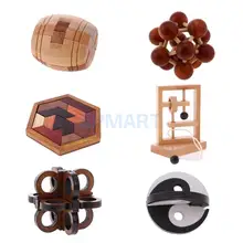 6 шт. детская деревянная развивающая игрушка Kong Ming Lock Brain Teaser игра Развивающие игрушки для детей и взрослых