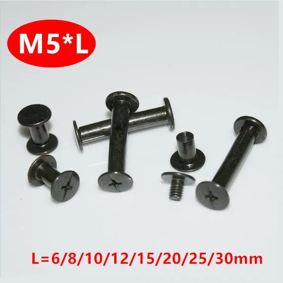 100 шт. M5 Chicago screw bolt book binding post винты с заклепками книжные OD = 5 мм черный цинк *