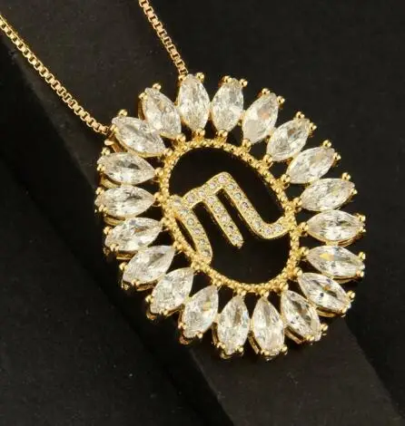 SUNSLL Золотой Цвет Медь Белый кубический цирконий 12 подвеска созвездия ожерелья женские модные ювелирные изделия Cobre CZ Colar - Окраска металла: Scorpio