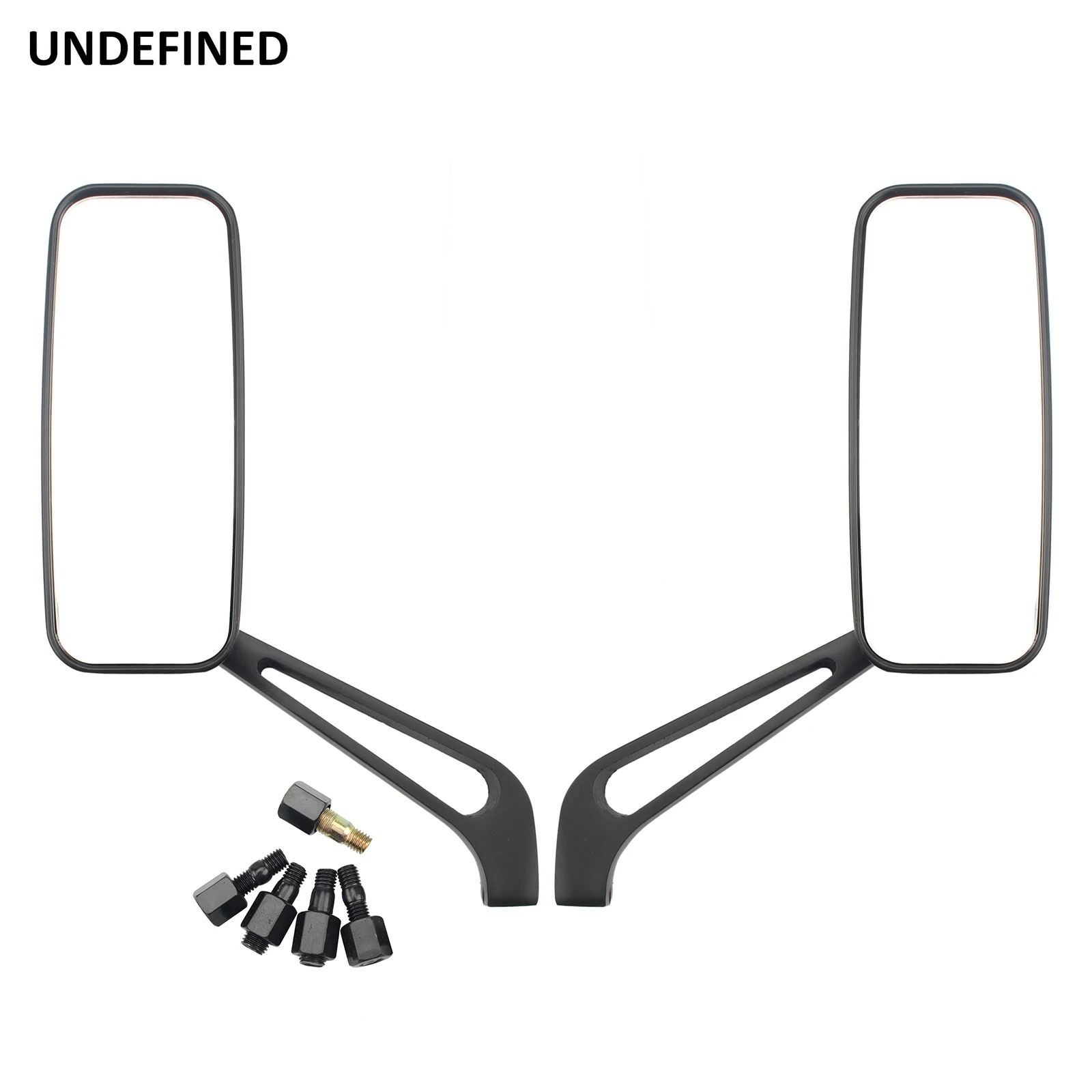 Black Rectangle Rearview Mirrors For Harley Motorcycle Cruiser Chopper Custom