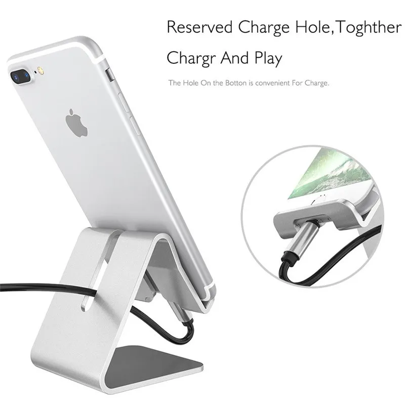SZYSGSD Universal Phone Holder Aluminum Alloy Holder Charging Dock for iPhone 6 6s 7 8 X Tablet Desk Mount Stand Pad