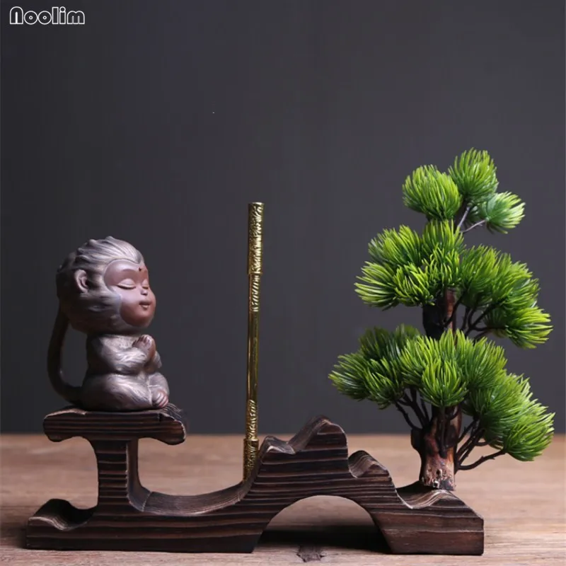 

NOOLIM Chinese Ceramic Kung Fu Tea Set Little Monkey Tea Pet Monkey King Tea Accessories for Tea Tray Ornament Home Decor