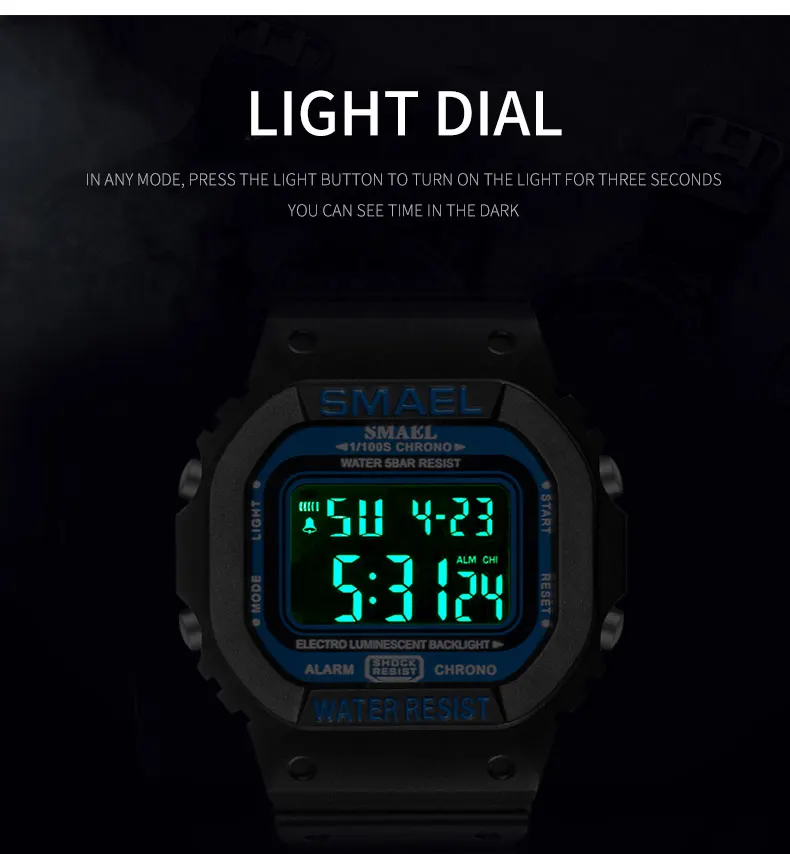 SMAEL цифровые часы для мужчин спортивные часы светодиодный Военная Униформа камуфляж наручные часы для мальчика водонепроницаемый Топ бренд студентов Секундомер