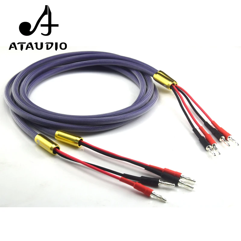 Кабель для динамиков ATAUDIO Hi Fi с посеребренным разъемом типа банан провод 6N OFC|hifi