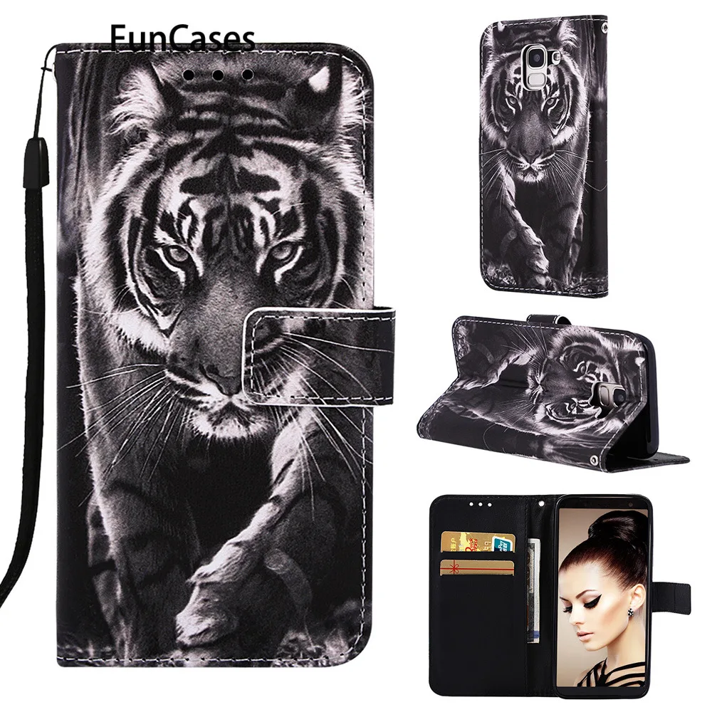 

Butterfly Wallet Flip Case For phone case Samsung J6 2018 PU Leather Covers Silicon sFor Coques Samsung Galaxy carcaso J6 2018