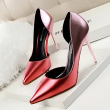 New Autumn Women Elegant Pumps European Fashion High Heel Shoes Pointed Sexy Thin Heels Side Hollow Out Single Shoes G638-1
