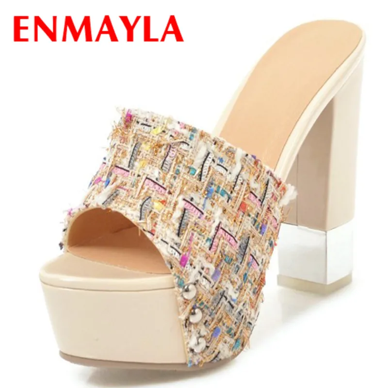 

ENMAYLA Mixed Colors Shoes Woman Open Toe High Heels Summer Sandals Pumps Slingbacks Sandals Heels Platform Shoes