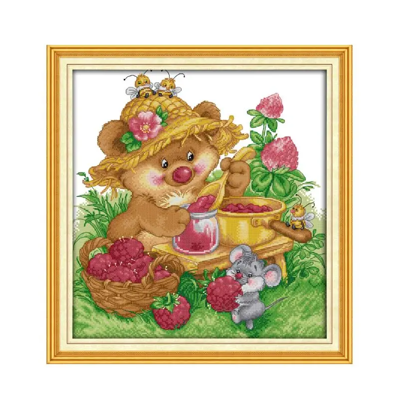 

Joy Sunday Animal Little Rat Does Jam 11CT 14CT Count Cross Stitch Suite Rural Scene dmc Embroidery Sewing Decorative Painting