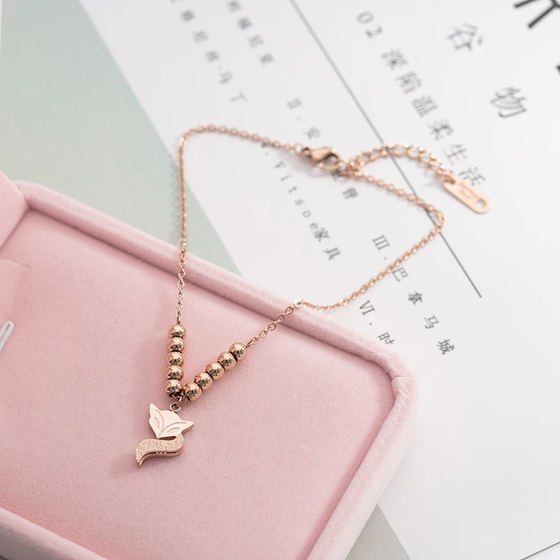 YUN RUO Fashion Rose Gold Color Anklet Lucky Fox Chain Woman 316 L Stainless Steel Jewelry Top Quality Not Fade 2017 New Arrival - Image 3