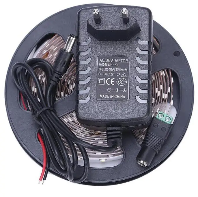 

LED strip light 3528 strip 5M 300LED Non-waterproof High Quality LED Ribbon Flexible Lights with 12V 2A Power Adapter Supply