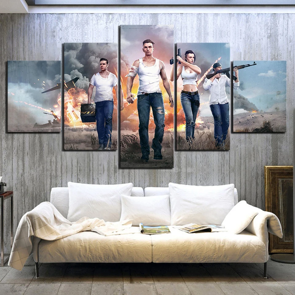 5 Piece Video Games Free Fire Poster Wall Sticker Garena Free Fire Pictures Free Fire Battlegrounds Canvas Paintings Wall Art Painting Calligraphy Aliexpress