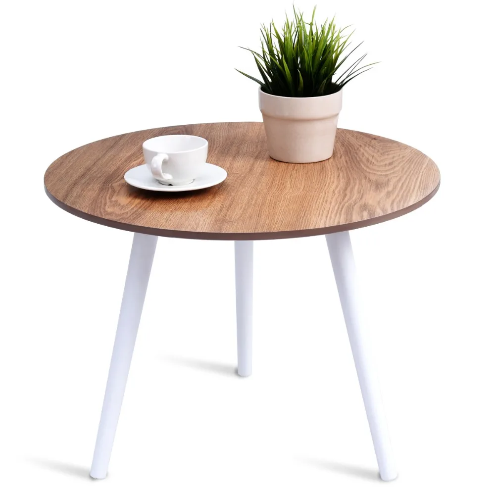 

Mesa de centro de diseno moderno Mesa redonda de madera con barra de dos tonos para ninos 56x43 CM HW57024