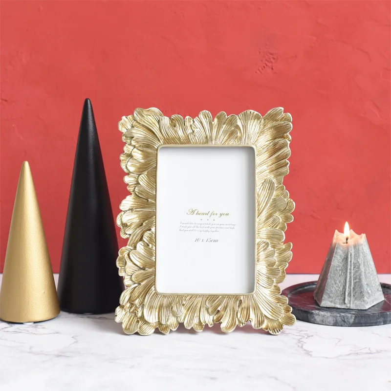 

Vintage Craft Leaves Photo Frame Set Table Modern American Feather Photo Frame Soft Decoration Furnishings
